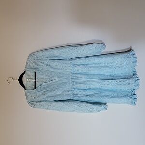 Anthropology blue eyelet dress